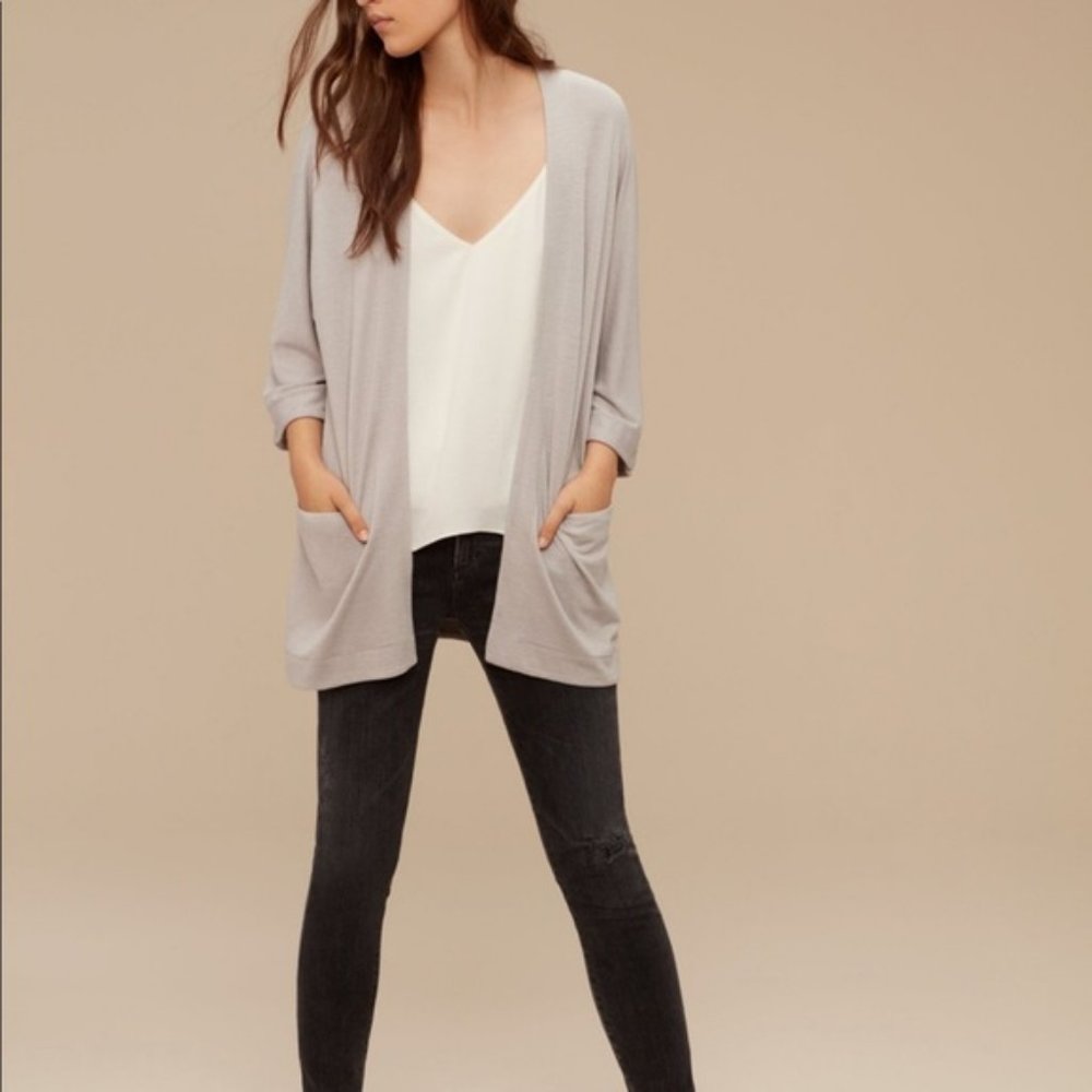 Aritzia Wilfred Free Zlata sweater / open cardigan, oversized, grey, relaxed fit